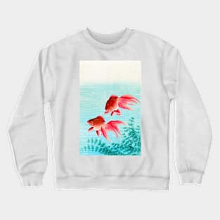 Two Veiltail Goldfish, Pink, Japan, Ohara Koson Crewneck Sweatshirt